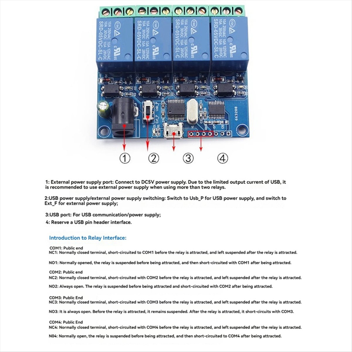 Módulo de Relé USB de 4 Canais - Relay Module 5V avaliação e preço